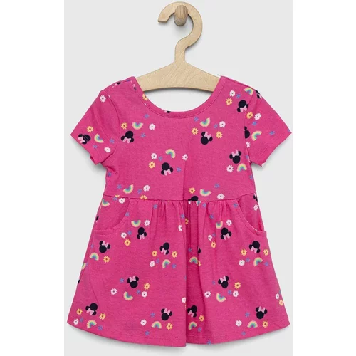 GAP Dječja pamučna haljina x Disney boja: ružičasta, mini, širi se prema dolje