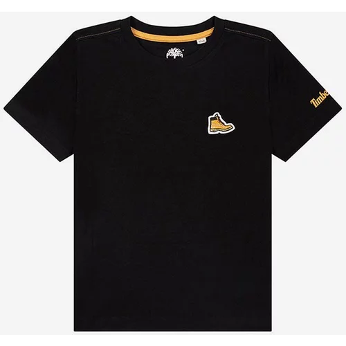 Timberland Otroška bombažna kratka majica Short Sleeves Tee-shirt črna barva
