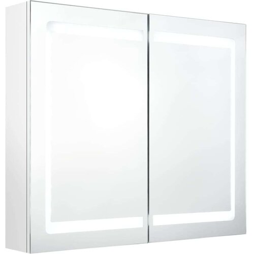 VidaXL LED kupaonski ormarić s ogledalom sjajni bijeli 80 x 12 x 68 cm Slike
