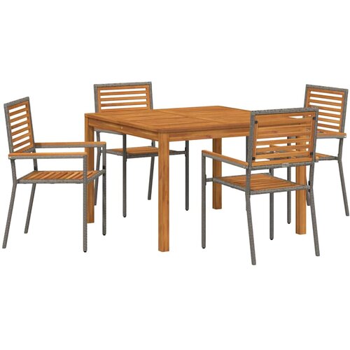  Vrtni set za objed 5 kom. Siva Čvrsto drvo akacije 110 x 110 x 75 cm Slike