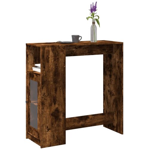 VidaXL Barska miza s policami dimljen hrast 101x40x103,5 cm inž. les Slike