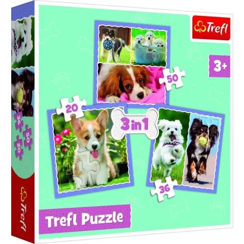 Trefl Puzzle 3u1 Cute dogs 34854 - 50/ 20/ 36 delova Slike