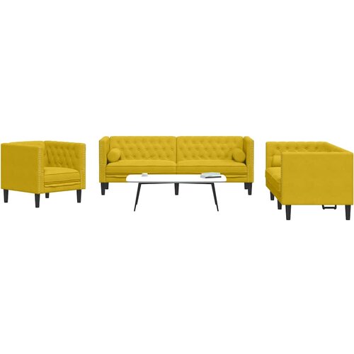  Chesterfield garnitura od 3 dijela s jastucima, žuti bar&amp;scaron;un Slike