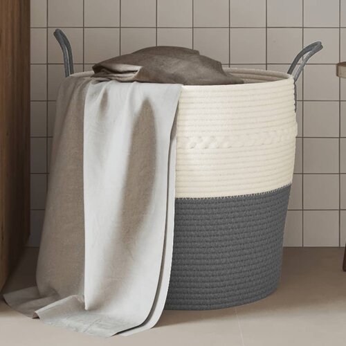 vidaXL Košara za pohranu sivo-bijela Ø 43x38 cm pamučna Cijene