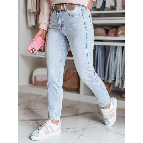 DStreet Spodnie damskie jeansowe slim fit z paskiem NEOPASS niebieskie Slike