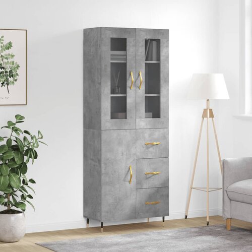 vidaXL Visoka komoda betonsko siva 69,5x34x180 cm inženirski les Cene