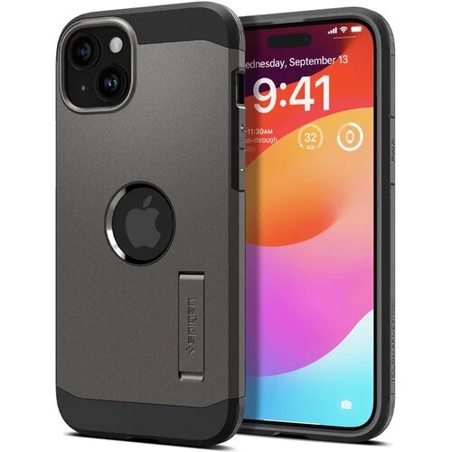 Spigen Ovitek Tough Armor MagSafe s stojalom za iPhone 15 Plus, kovinsko siv, (21521780) Cene