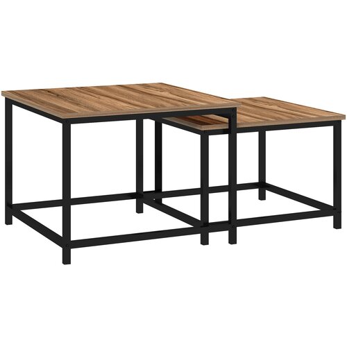 HOMCOM Dnevna miza iverna plo&scaron;ča, jeklo 60D x 60&Scaron; x 45V cm naravni les, (5000242667) Cene
