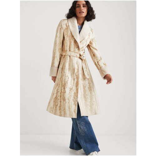 Desigual Beige Women Patterned Coat Marvelous - Women Cene