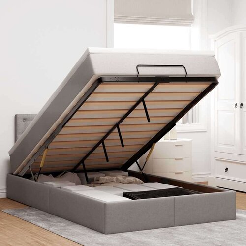 vidaXL Otomanski posteljni okvir z vzmetnico taupe 120x200 cm blago Cene