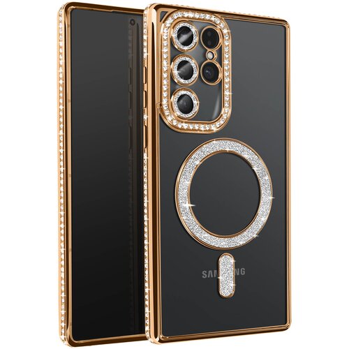 Avizar Diamantno ohi&scaron;je za Samsung Galaxy S25 Ultra MagSafe Obris Strass, Zlata, (5000015214) Cene