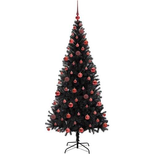 VidaXL Božićno drvce s 300 LED svjetlima s stalakom Crna 180 cm PVC Slike