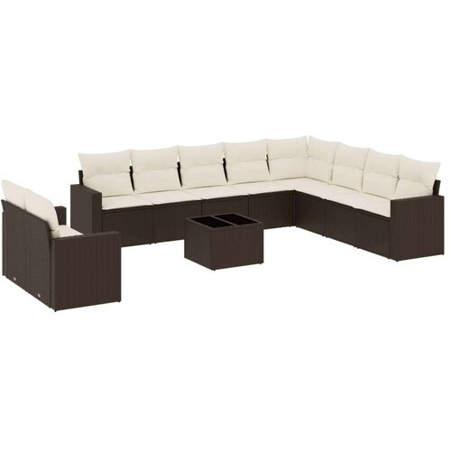 vidaXL 11-dijelni set vrtnih sofa od poliratana s jastucima smeđi Cijene