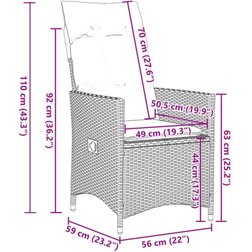  9-dijelni vrtni blagovaonski set s jastucima poliratan smeđi Smeđa 190 x 90 x 75 cm Slike