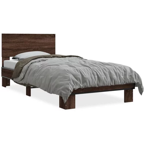  Okvir za krevet smeđi hrast 75x190 cm konstruirano drvo i metal