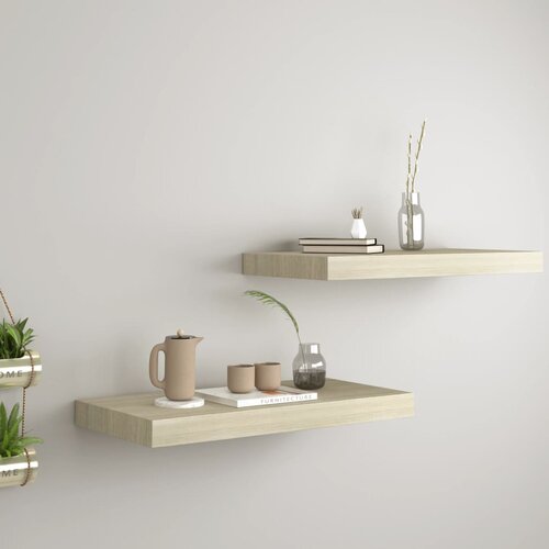 VidaXL plutajuće zidne police 2 kom boja hrasta 50 x 23 x 3,8 cm MDF Slike