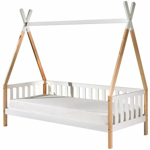 Vipack bijeli dječji krevetić s ogradom Tipi, 90 x 200 cm