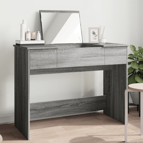 vidaXL Toaletna mizica z ogledalom siva sonoma 100x45x76 cm Cene