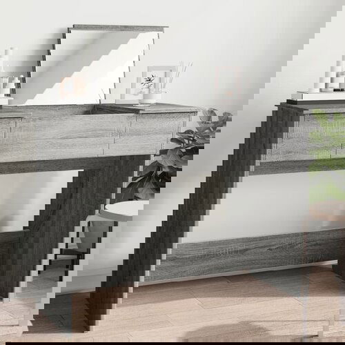 VidaXL Toaletni stolić s ogledalom boja sivog hrasta 100x45x76 cm Slike