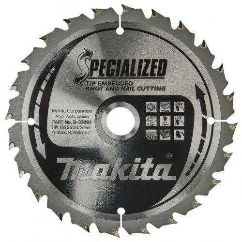 Makita TCT Specialized žagin list za les 165 mm 24 zob B-33093 Cene