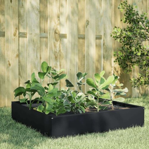 VidaXL Povi&amp;scaron;ena vrtna gredica crni 100x100x33,5 cm od čelika Slike