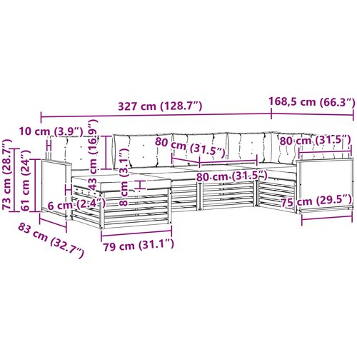  Set vanjskih sofa 6 kom. Prirodna i bež Smeđa Slike
