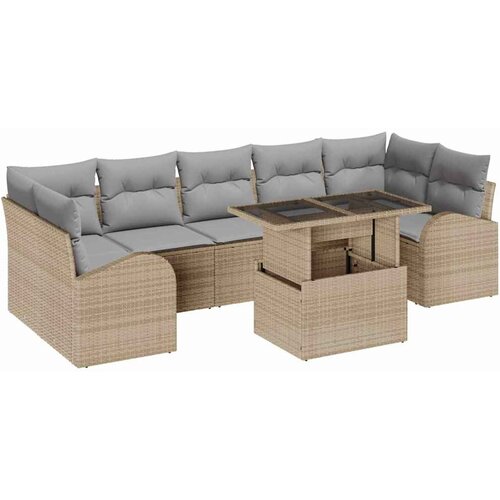 vidaXL Vrtna sedežna garnitura 8 pcs Bež 100 x 55 x 73 cm Poly ratan, (5000020635) Cene