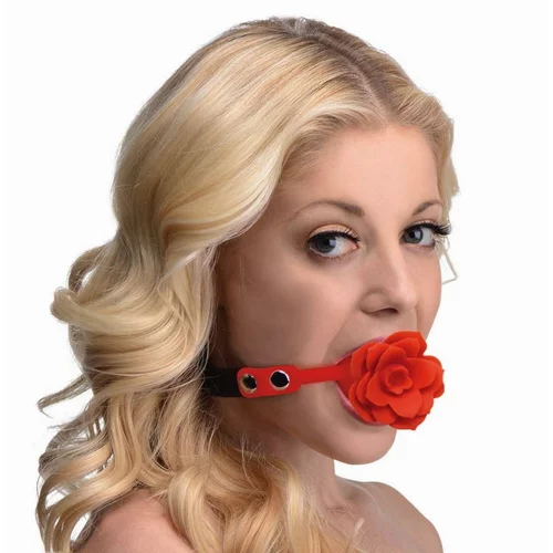 Master Series Blossom Silicone Rose Gag - Red