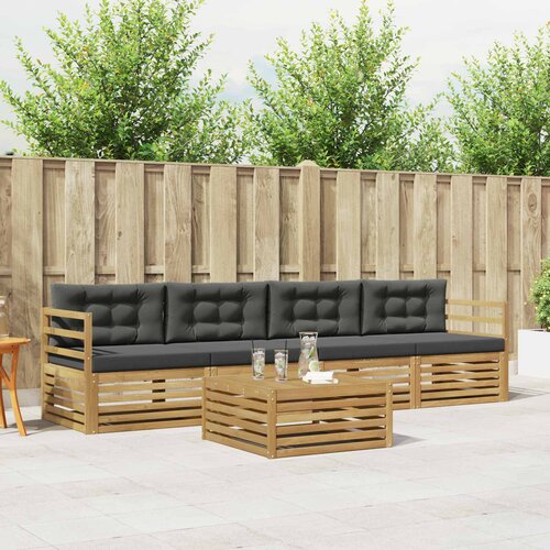  Set vanjskih sofa 5 kom. Bijela i antracit Čvrsto drvo akacije Cene