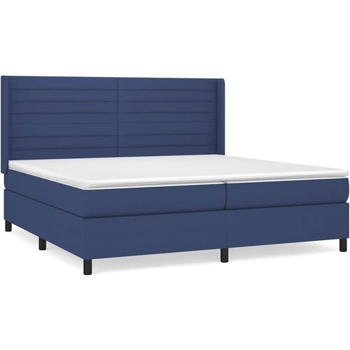  Krevet s oprugama i madracem plavi 200 x 200 cm od tkanine Slike