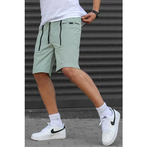 Madmext Almond Green Basic Men's Capri Shorts With Pocket.