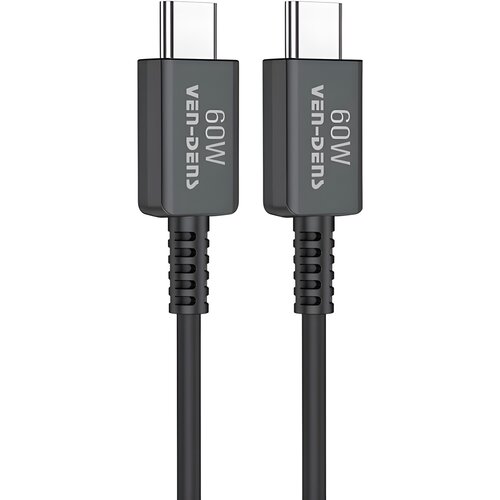 Ven-Dens Kabel za prijenos podataka i punjenje (USB Type - C na USB Type - C) - 1.8m - 60W - Crna Slike