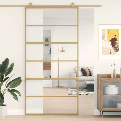  Klizna vrata zlatna 102 5x205 cm prozirno staklo ESG i aluminij Cijene