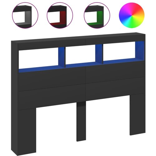 Maison Chic posteljno vzglavje - vzglavna omarica - nočna omarica led črna 140x17x102 cm, (21704287) Slike