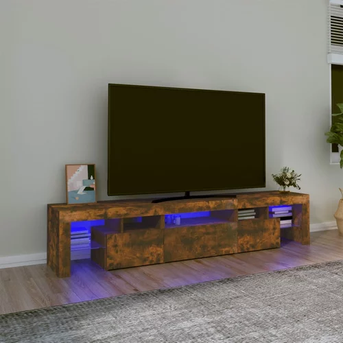 vidaXL TV omarica z LED lučkami dimljeni hrast 200x36,5x40 cm