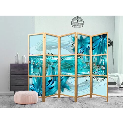  Japanski paravan - Lilies in Pale Blue II 225x172 Cene