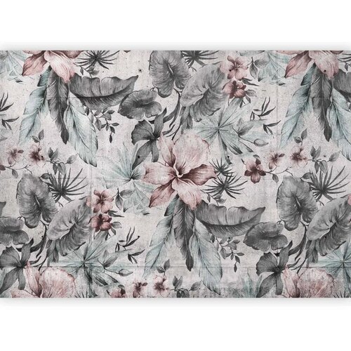  Foto tapeta - Nature in retro style - landscape with leaves and flowers in grey tones 500x350 Slike