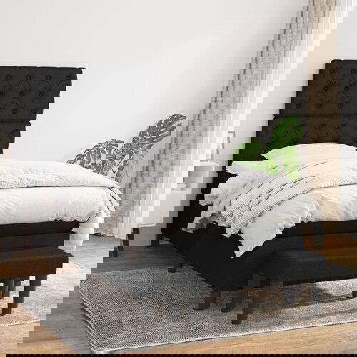 VidaXL Box spring postelja z vzmetnico črna 80x200 cm blago Slike