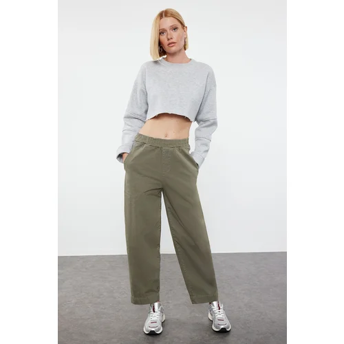 Trendyol Khaki High Waist Barrel Jeans