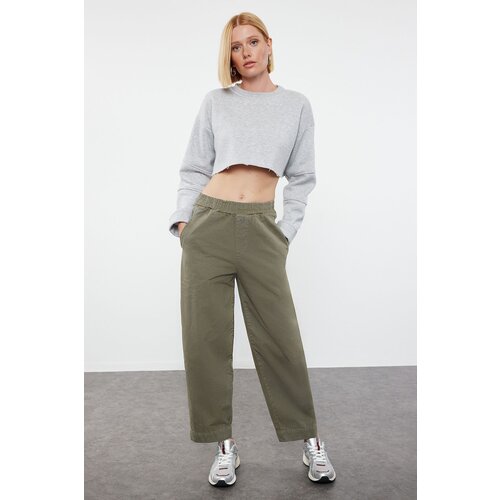 Trendyol Khaki High Waist Barrel Jeans Slike
