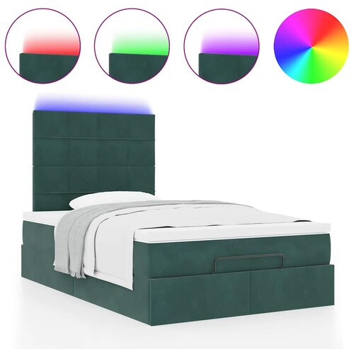 VidaXL Otomanski krevet s madracima&amp;amp;amp LED tamnozeleni 120x200cm bar&amp;scaron;un Slike