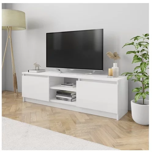  TV omarica visok sijaj bela 120x30x35,5 cm iverna plošča