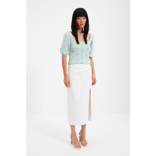 Trendyol Mint Square Collar Jacquard Knitwear Sweater Cene