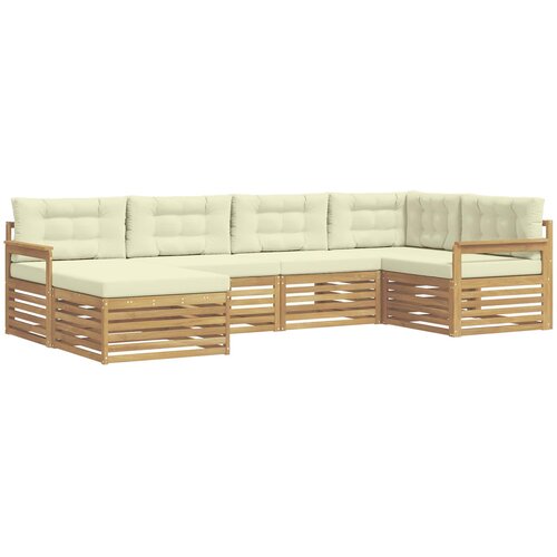 vidaXL Zunanja garnitura za sedenje 6 pcs Bela in krem Poliester, (5000279490) Cene