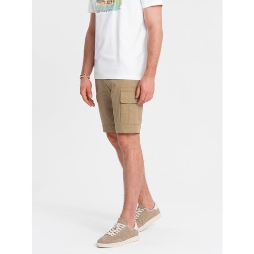 Ombre One color men's shorts with cargo pockets - sand Cene