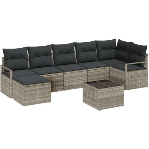  Set od 9 dijelova za vrtne sofe s jastučićima sivi poli ratan dvosjedna vrtna sofa s jastučićima sivi poli ratan Cene