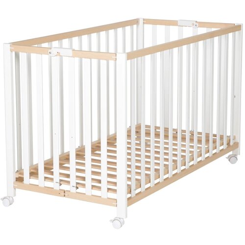 Roba Zložljiva otroška posteljica na koleščkih v beli in naravni barvi 60x120 cm Fold up – Cene