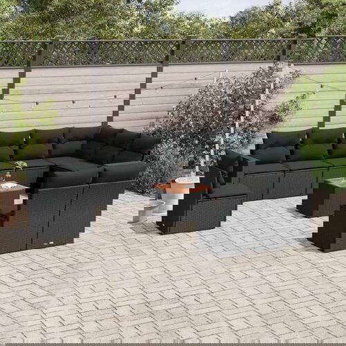vidaXL 11-dijelni set vrtnih sofa od poliratana s jastucima crni Cijene