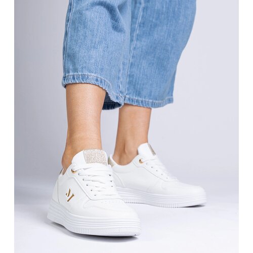 Gemre White women's sneakers with gold glitter Emilia Cijene