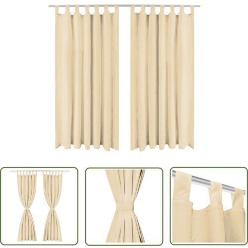  The Living Store Zavese iz mikro satena 2 kosa z zankami 140x225 cm bež barve - Zavesa, (21744071) Slike